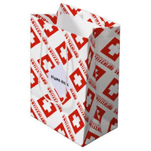 Sac Cadeau Moyen Suisse et drapeau suisse carrelés avec votre
