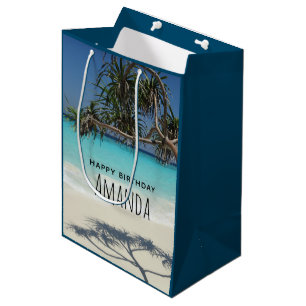 Sac Cadeau Moyen Sunny Tropical Beach Ocean Paradise Anniversaire