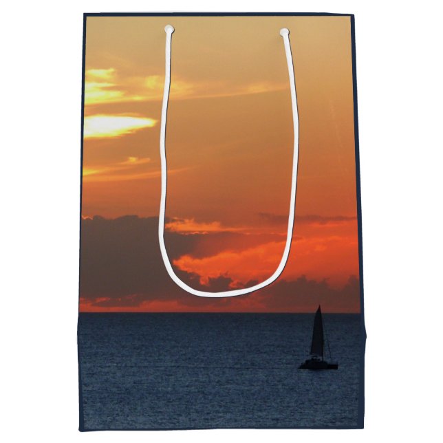 Sac Cadeau Moyen Sunset Clouds and Sailboat Seascape (Dos)