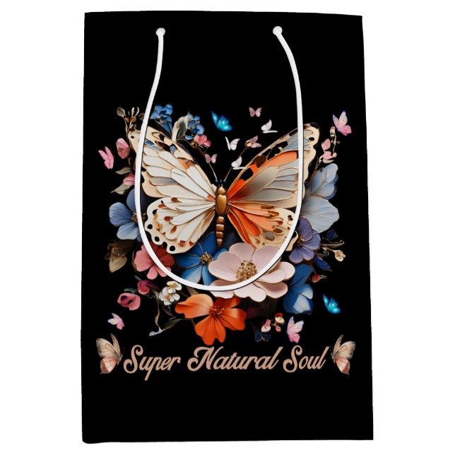Sac Cadeau Moyen Super Âme Naturelle : Jardin des Papillons (Devant)
