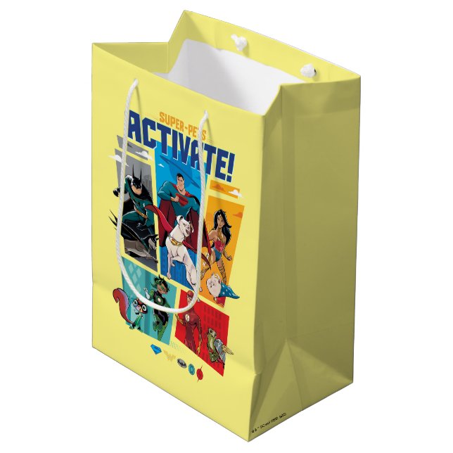 Sac Cadeau Moyen Super-Animaux & Justice League - Activez ! (Devant Angle)
