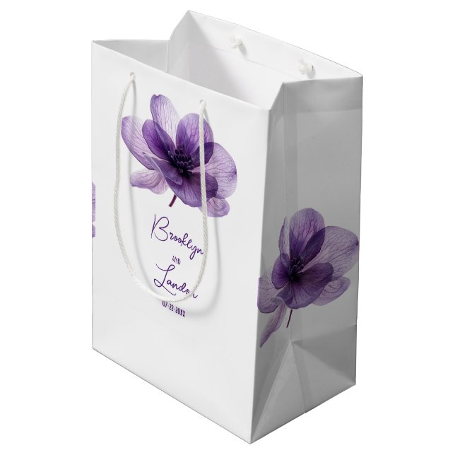 Sac Cadeau Moyen Superbe Mariage de fleurs violettes (Dos Angle)