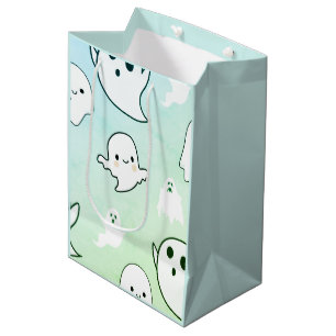 Sac Cadeau Moyen Superbes fantômes blancs Halloween vert clair