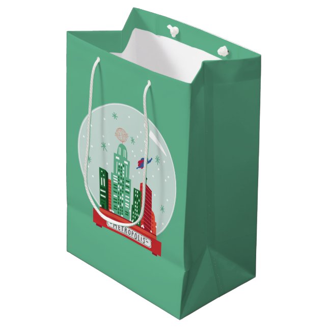 Sac Cadeau Moyen Superman Metropolis Globe des neiges (Devant Angle)