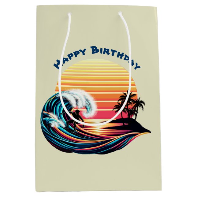 Sac Cadeau Moyen Surf au coucher du soleil (Devant)