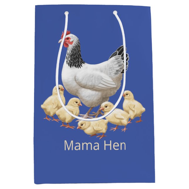 Sac Cadeau Moyen Sussex Chicken Mama Hen et Chicks (Devant)