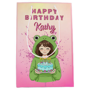 Sac Cadeau Moyen Sweat à capuche grenouille Kawaii personnalisé pou