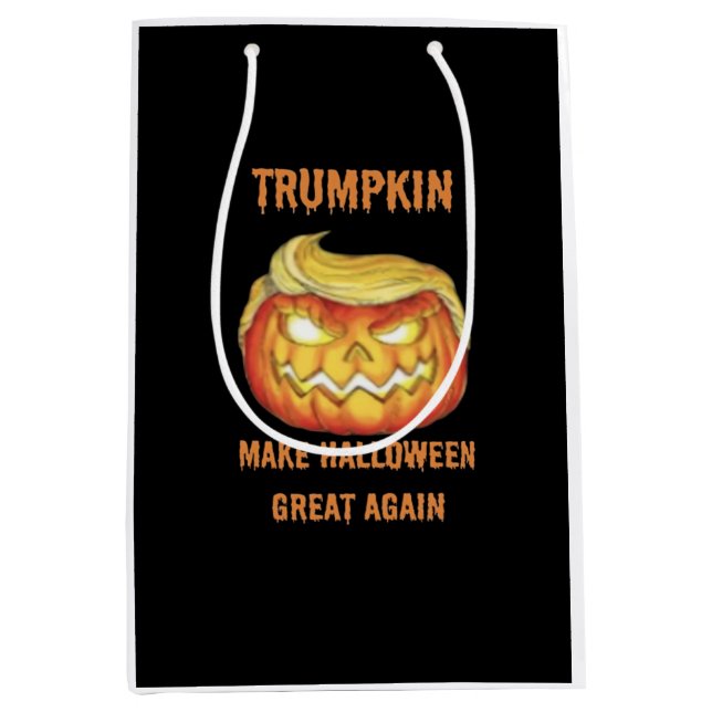 Sac Cadeau Moyen Sweatshirt, Trumpkin, classique d'Halloween (Devant)