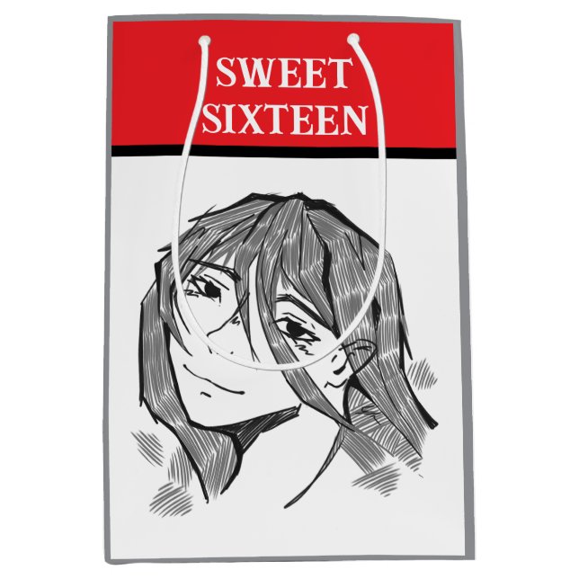 Sac Cadeau Moyen Sweet 16 lineart  (Devant)