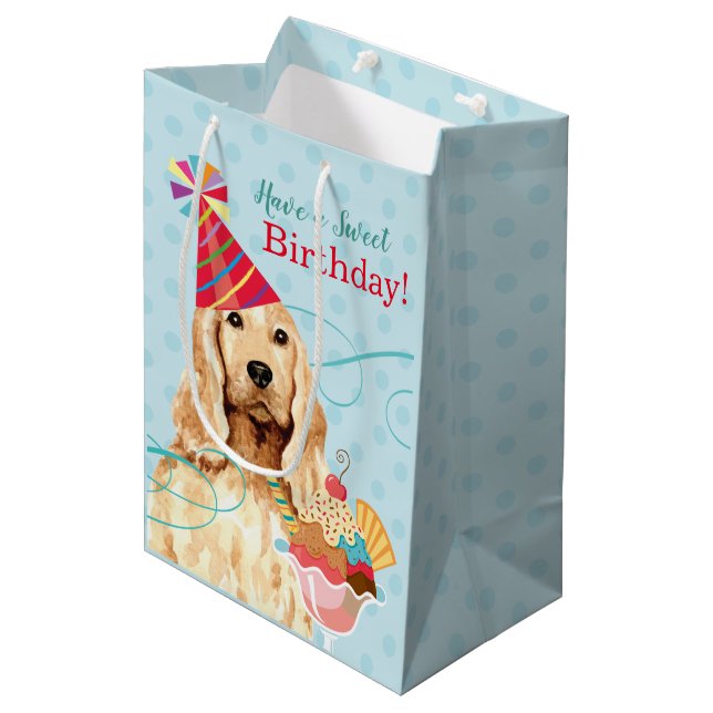Sac Cadeau Moyen Sweet Anniversaire Anglais Cocker Spaniel (Devant Angle)