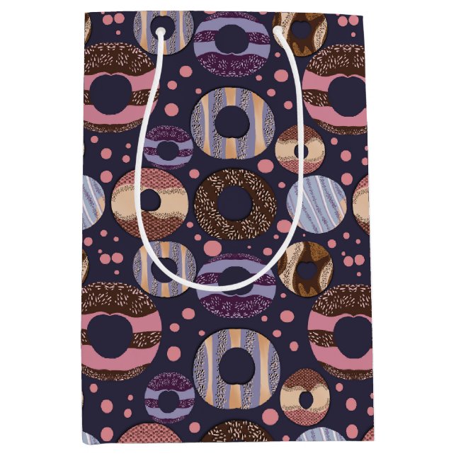 Sac Cadeau Moyen Sweet Donuts Girl Baby shower pourpre (Devant)