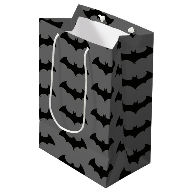 Sac Cadeau Moyen Symbole Batman | Logo Simple Bat Silhouette (Devant Angle)