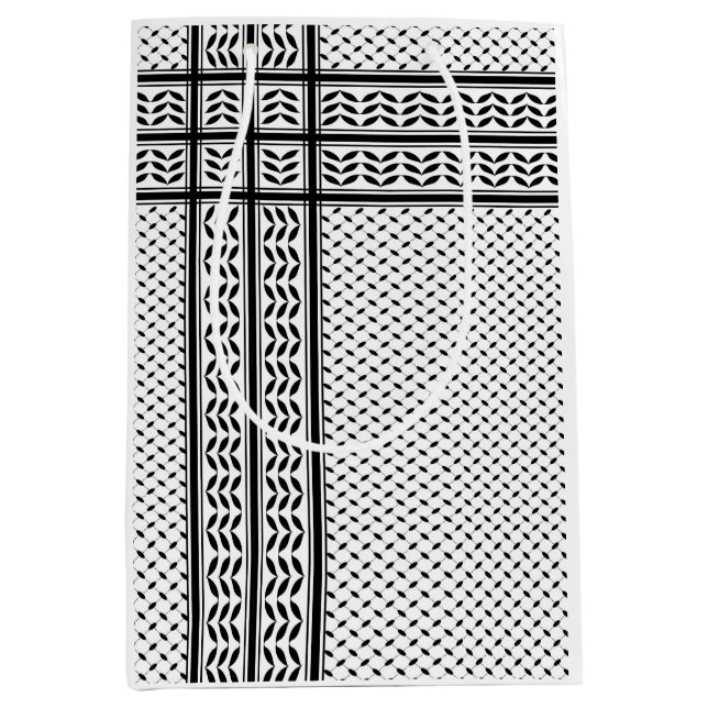Sac Cadeau Moyen Symbole Keffiyeh de la Palestine Motif de résistan (Devant)
