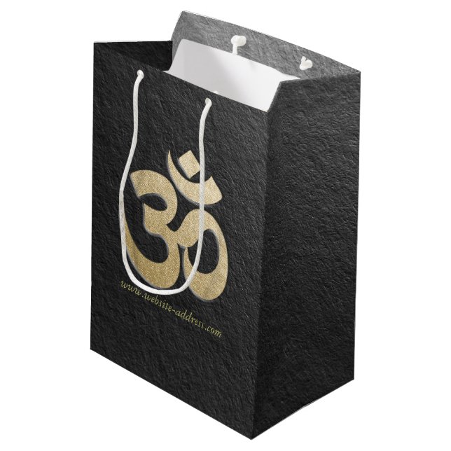 Sac Cadeau Moyen Symbole OM noir & or YOGA instructeur de méditatio (Dos Angle)