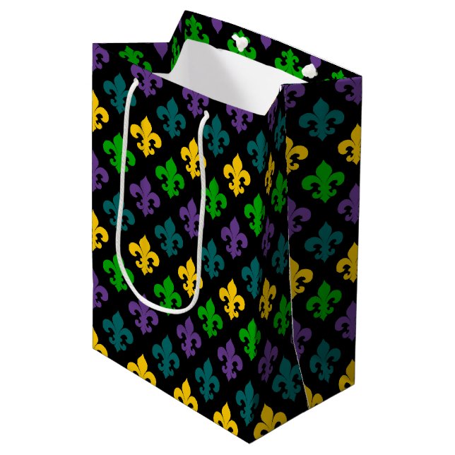 SAC CADEAU MOYEN SYMBOLE PURPLE GREEN OR MARDI GRAS (Devant Angle)