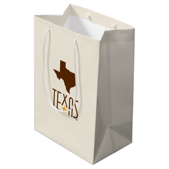 Sac Cadeau Moyen Symboles du Texas, État du Texas, marron (Dos Angle)