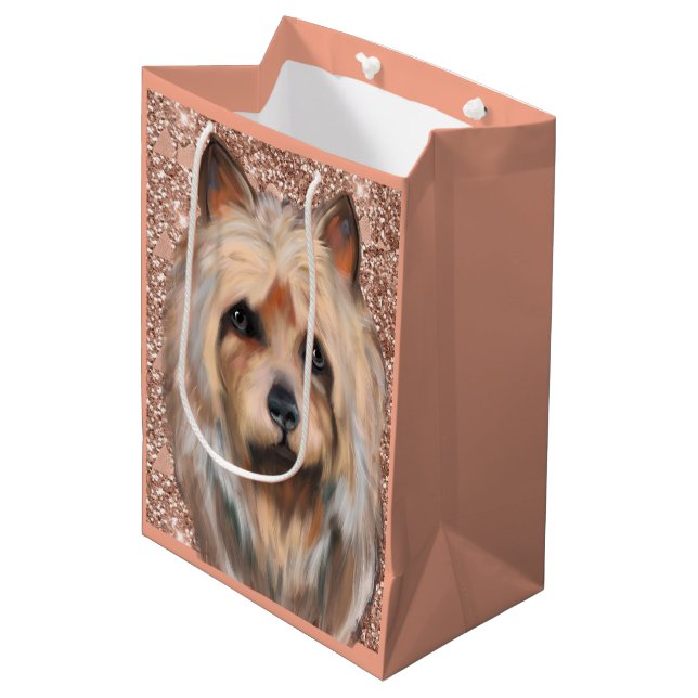 Sac Cadeau Moyen T-shirt TERRIER AUSTRALIEN (Devant Angle)