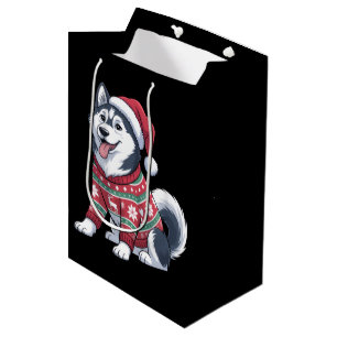 Sac Cadeau Moyen T-shirt Ugly de chien Husky Sibérien Chapeau de Pè