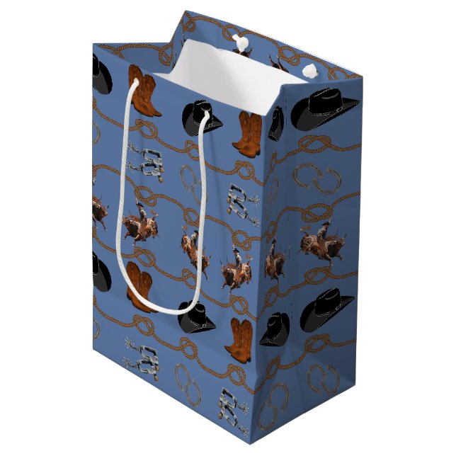 Sac Cadeau Moyen Tack de Rodéo de Cowboy  (Devant Angle)