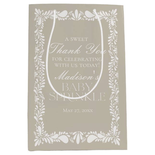 Sac Cadeau Moyen Talavera beige Carrelage Fiesta Baby Sprinkle Fave (Devant)