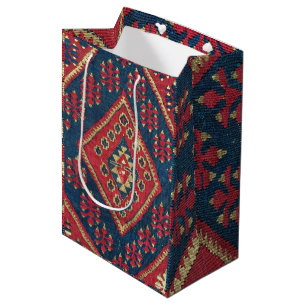 Sac Cadeau Moyen Tapis Kilim Turc Antique Rouge Bleu