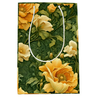 Sac Cadeau Moyen Tapisserie Florale Dorée