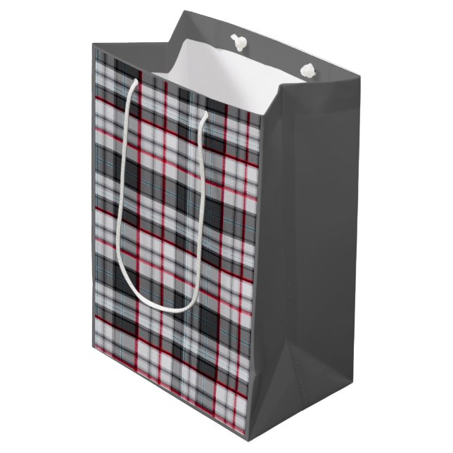 Sac Cadeau Moyen Tartan à texture grise  (Devant Angle)