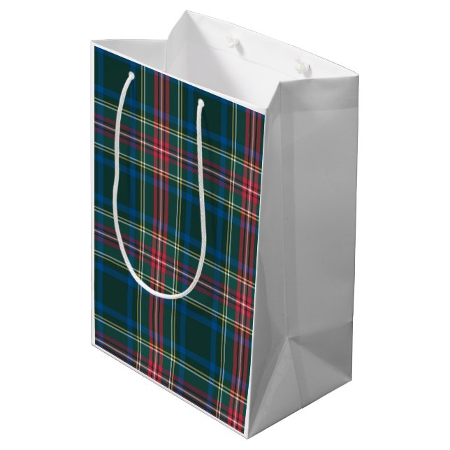 Sac Cadeau Moyen Tartan de vacances classique Plaid Preppy Christma (Dos Angle)
