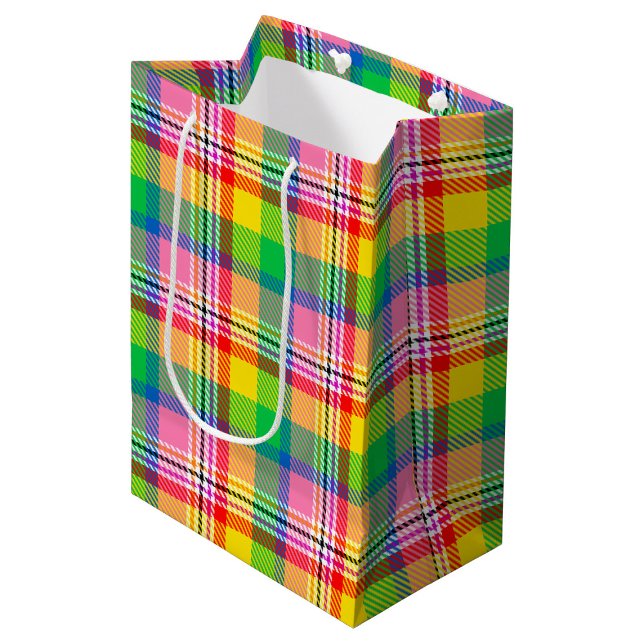 Sac Cadeau Moyen Tartan vert rose (Créateur téléchargé)