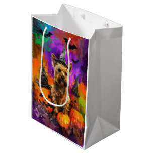 Sac Cadeau Moyen Tas de pierres Terrier Spooky Chien Halloween Sorc