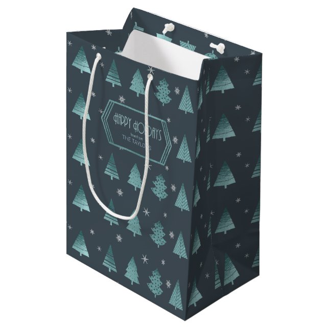 Sac Cadeau Moyen Teal ID863 (Devant Angle)