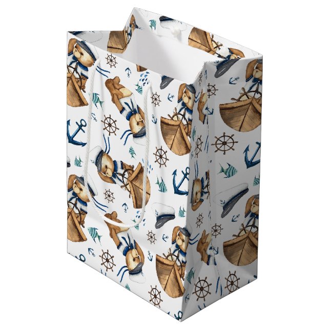 Sac cadeau moyen Teddy Bear Sail Away (Devant Angle)