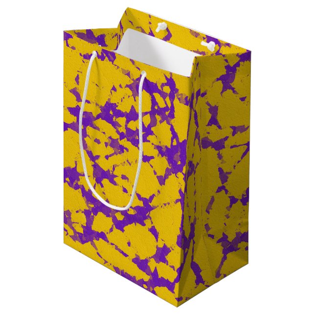Sac Cadeau Moyen Teinture à tarte violet et or (Devant Angle)