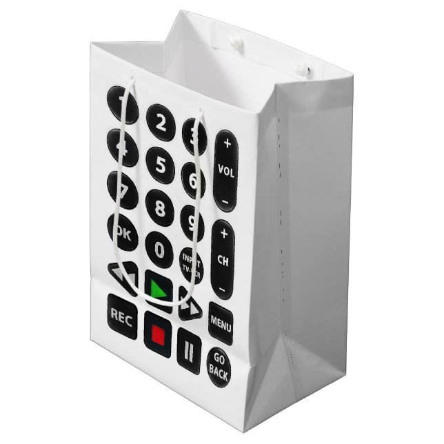 Sac Cadeau Moyen Télécommande TV avec bouton magnétoscope (Devant Angle)