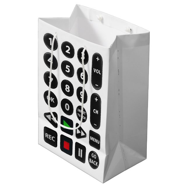 Sac Cadeau Moyen Télécommande TV Fête des Pères (Devant Angle)