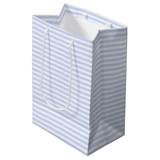 Sac Cadeau Moyen Tender Baby Blue Pale Sky Blue and White Stripe