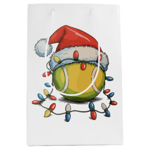 Sac Cadeau Moyen Tennis Noël illuminations de Noël Santa Hat Sports