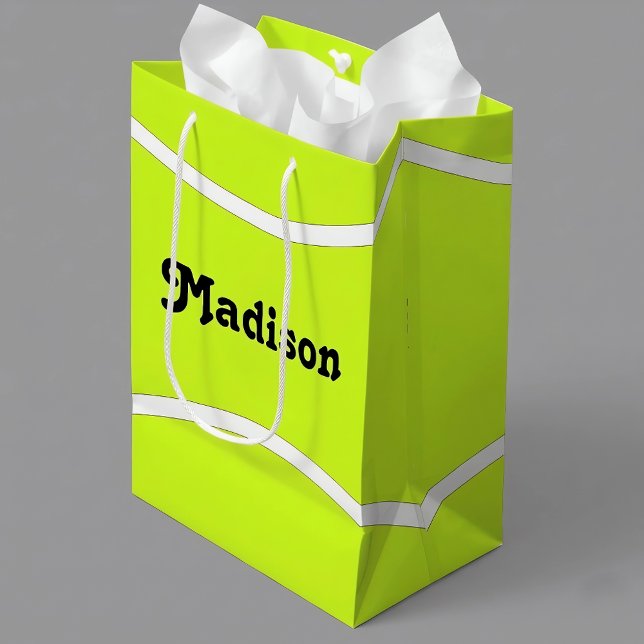 Sac Cadeau Moyen Tennis Party Personnalisé Nom du joueur de tennis  (Customizable tennis gift bag. Personalize with your own name or text!)