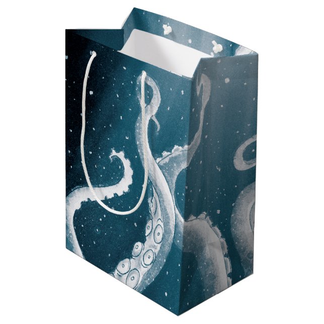 Sac Cadeau Moyen Tentacles Galaxy Blue Moon Rays (Dos Angle)