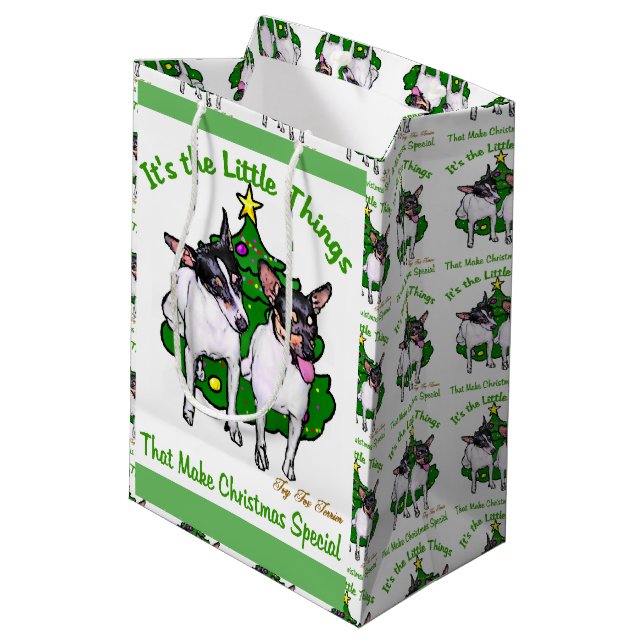 Sac Cadeau Moyen Terrier Fox Jouet de Noël (Dos Angle)