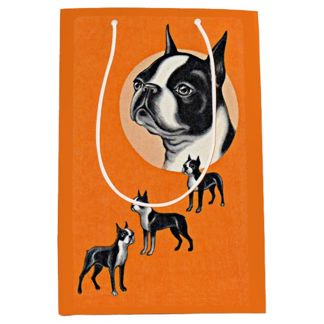 Sac Cadeau Moyen terriers de Boston (Devant)