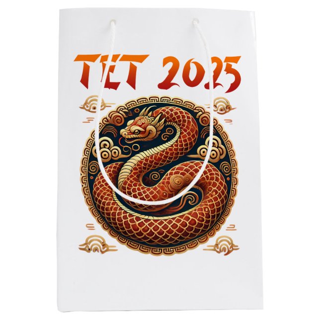 Sac Cadeau Moyen Tet 2025 Année du serpent Nouvel An vietnamien (Devant)