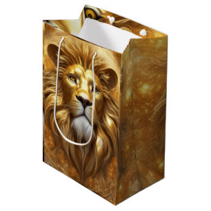 Sac Cadeau Moyen Tête de lion doré superbe