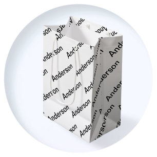 Sac Cadeau Moyen Texte moderne répétitif personnalisable blanc & no