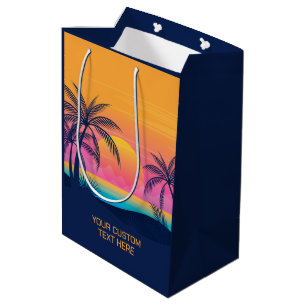 Sac Cadeau Moyen Texte personnalisé Coucher de soleil sur l'île tro
