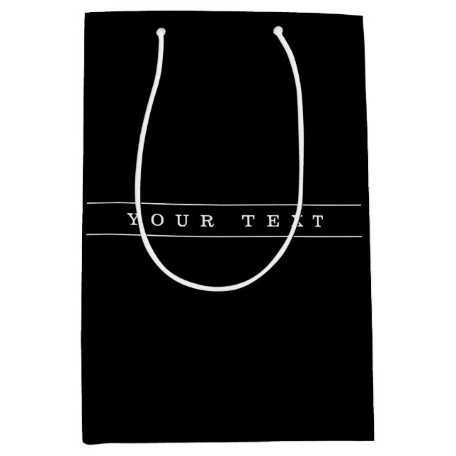 Sac Cadeau Moyen Texte simple élégant et fines rayures (Devant)