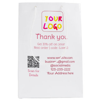 Sac Cadeau Moyen texte simple minimal ajoutez votre logo/dessin ici