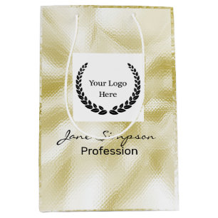 Sac Cadeau Moyen Texture dorée de logo élégant