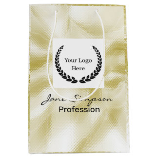 Sac Cadeau Moyen Texture dorée de logo élégant