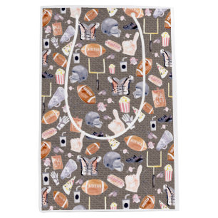 Sac Cadeau Moyen Texture gris de football américain Motif